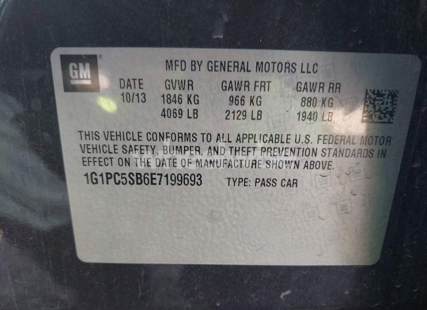 Photo 8 of 2014 Chevrolet Cruze 1LT AUTO (VIN 1G1PC5SB6E7199693)