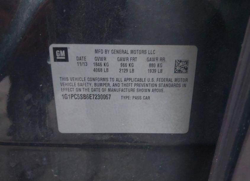 Photo 9 of 2014 Chevrolet Cruze 1LT AUTO (VIN 1G1PC5SB6E7230067)