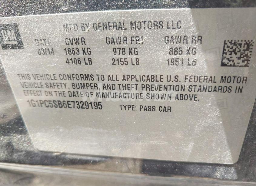 Photo 9 of 2014 Chevrolet Cruze 1LT AUTO (VIN 1G1PC5SB6E7329195)