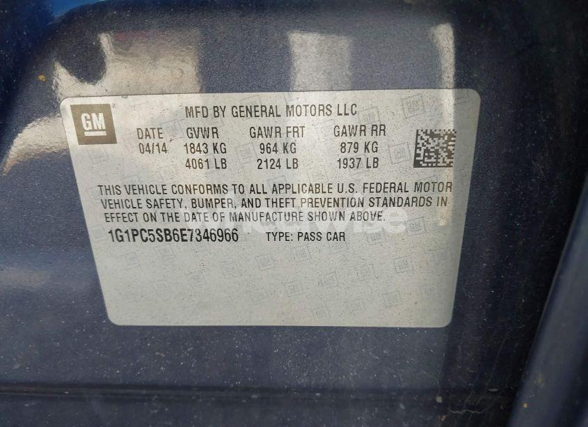 Photo 9 of 2014 Chevrolet Cruze 1LT AUTO (VIN 1G1PC5SB6E7346966)