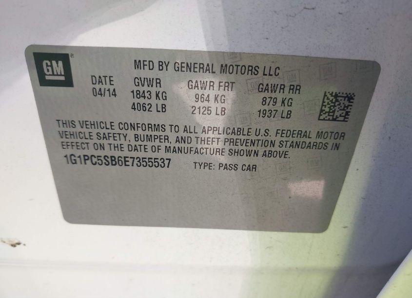 Photo 9 of 2014 Chevrolet Cruze 1LT AUTO (VIN 1G1PC5SB6E7355537)