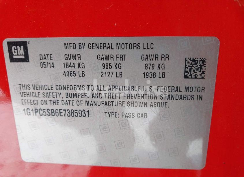 Photo 9 of 2014 Chevrolet Cruze 1LT AUTO (VIN 1G1PC5SB6E7385931)