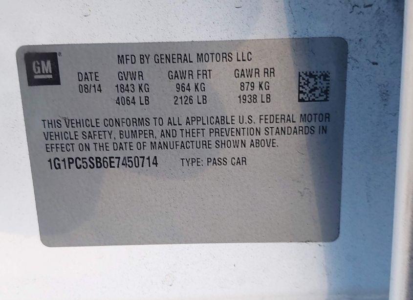 Photo 9 of 2014 Chevrolet Cruze 1LT AUTO (VIN 1G1PC5SB6E7450714)