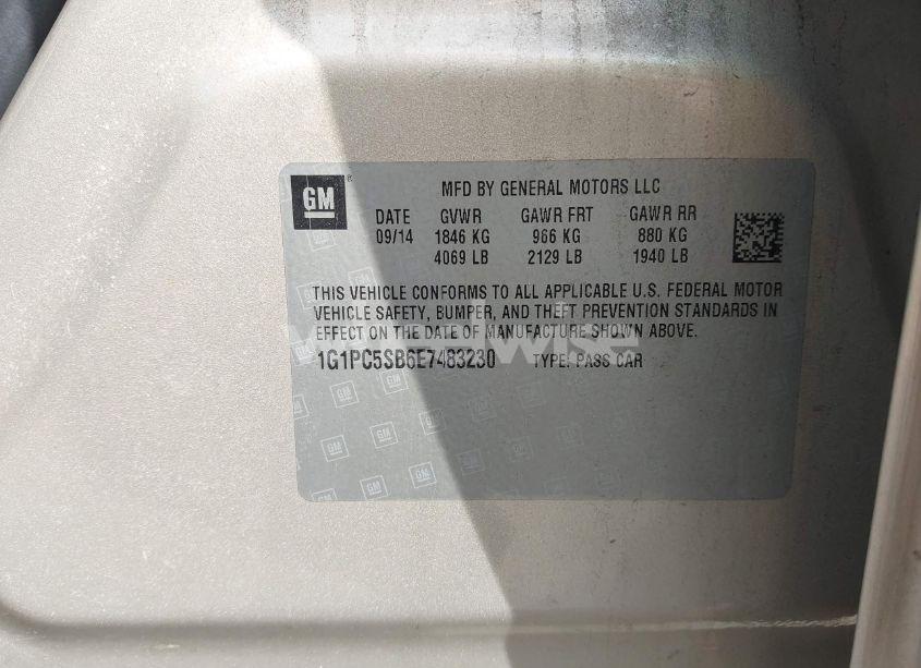 Photo 9 of 2014 Chevrolet Cruze 1LT AUTO (VIN 1G1PC5SB6E7483230)