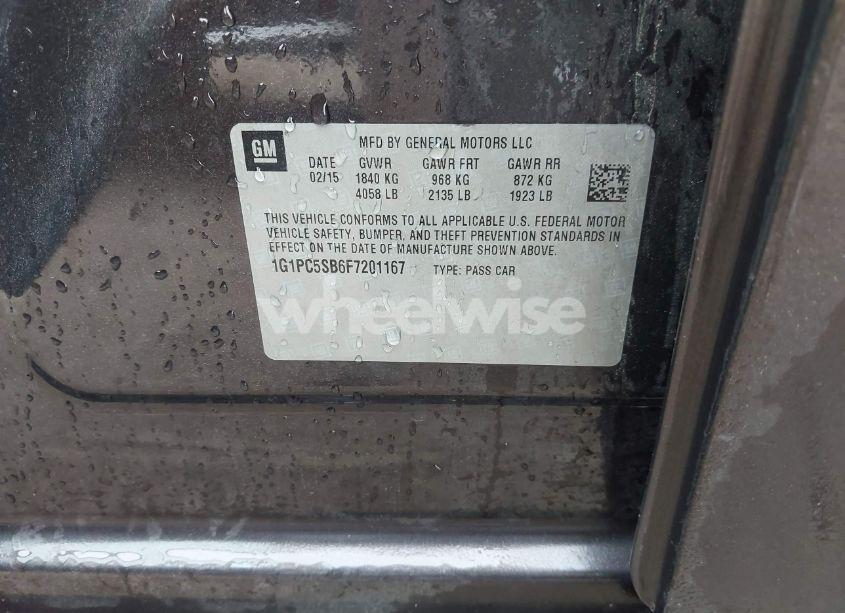 Photo 9 of 2015 Chevrolet Cruze 1LT AUTO (VIN 1G1PC5SB6F7201167)