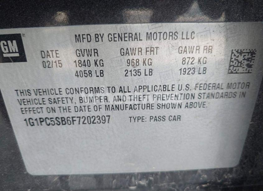 Photo 9 of 2015 Chevrolet Cruze 1LT AUTO (VIN 1G1PC5SB6F7202397)