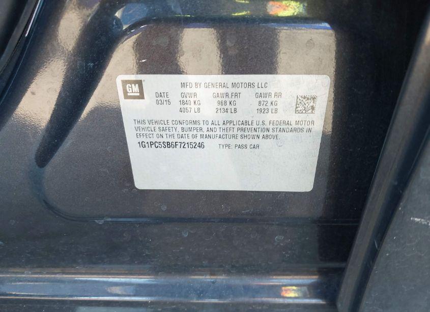 Photo 9 of 2015 Chevrolet Cruze 1LT AUTO (VIN 1G1PC5SB6F7215246)