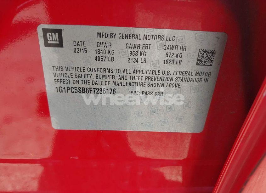 Photo 9 of 2015 Chevrolet Cruze 1LT AUTO (VIN 1G1PC5SB6F7236176)