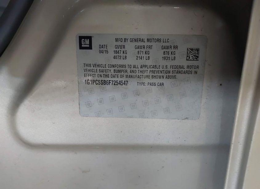 Photo 9 of 2015 Chevrolet Cruze 1LT AUTO (VIN 1G1PC5SB6F7254547)