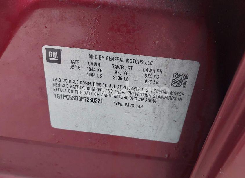 Photo 9 of 2015 Chevrolet Cruze 1LT AUTO (VIN 1G1PC5SB6F7268321)