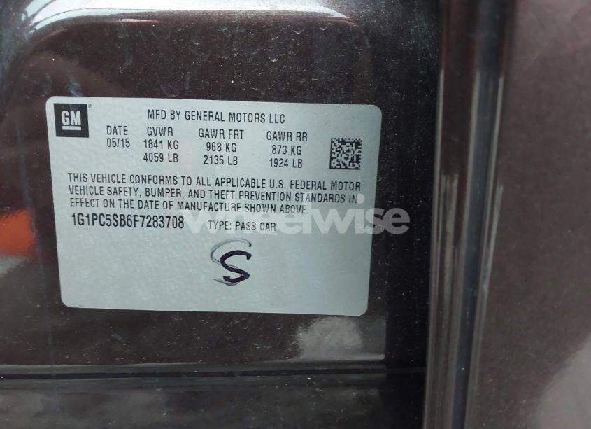 Photo 9 of 2015 Chevrolet Cruze 1LT AUTO (VIN 1G1PC5SB6F7283708)