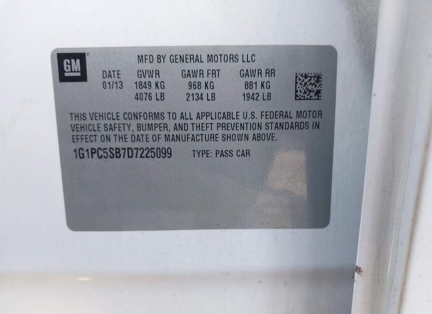 Photo 9 of 2013 Chevrolet Cruze 1LT AUTO (VIN 1G1PC5SB7D7225099)