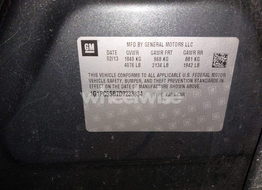 Photo 9 of 2013 Chevrolet Cruze 1LT AUTO (VIN 1G1PC5SB7D7233834)