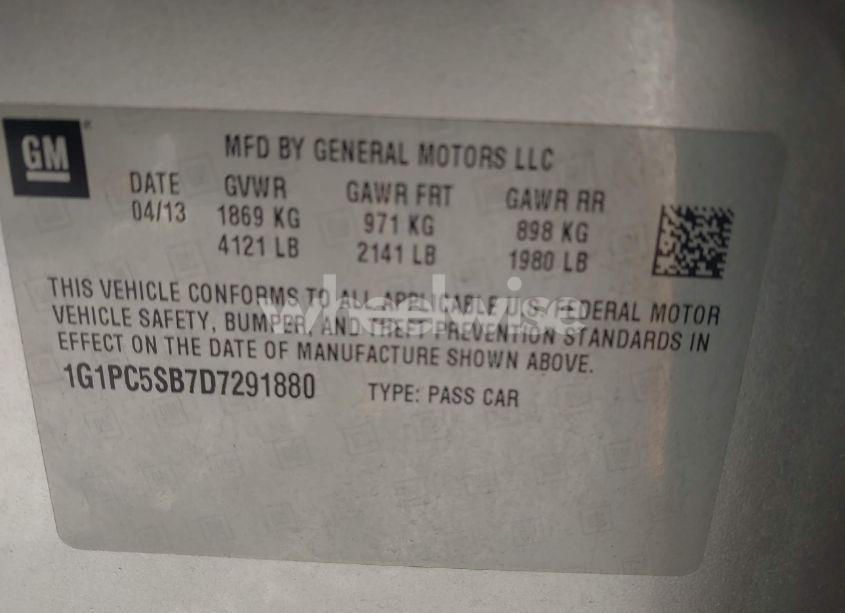 Photo 9 of 2013 Chevrolet Cruze 1LT AUTO (VIN 1G1PC5SB7D7291880)