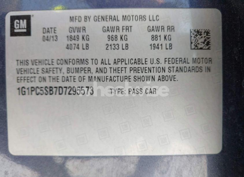 Photo 9 of 2013 Chevrolet Cruze 1LT AUTO (VIN 1G1PC5SB7D7295573)