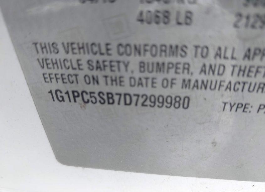 Photo 9 of 2013 Chevrolet Cruze 1LT AUTO (VIN 1G1PC5SB7D7299980)