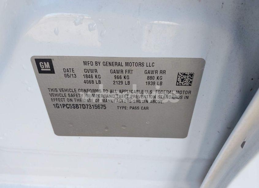 Photo 9 of 2013 Chevrolet Cruze 1LT AUTO (VIN 1G1PC5SB7D7315675)