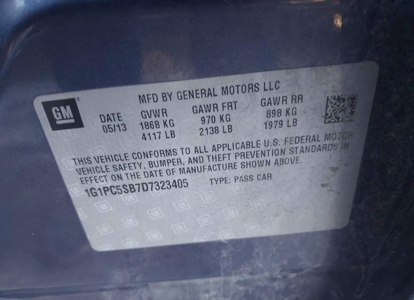 Photo 9 of 2013 Chevrolet Cruze 1LT AUTO (VIN 1G1PC5SB7D7323405)