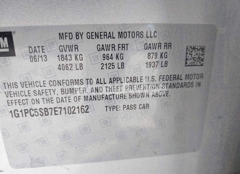 Photo 9 of 2014 Chevrolet Cruze 1LT AUTO (VIN 1G1PC5SB7E7102162)