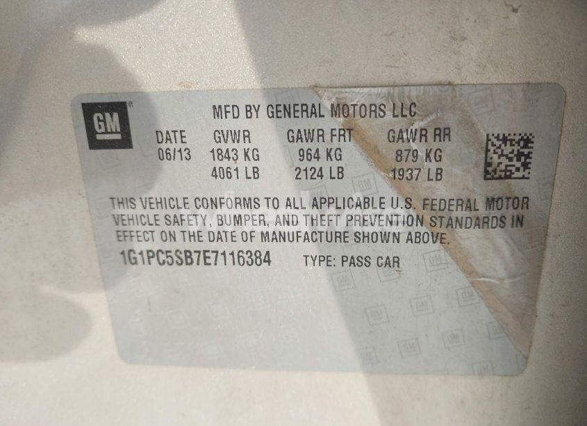 Photo 9 of 2014 Chevrolet Cruze 1LT AUTO (VIN 1G1PC5SB7E7116384)