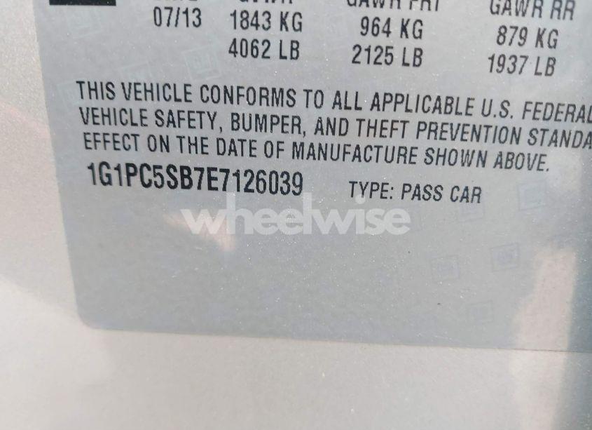 Photo 9 of 2014 Chevrolet Cruze 1LT AUTO (VIN 1G1PC5SB7E7126039)