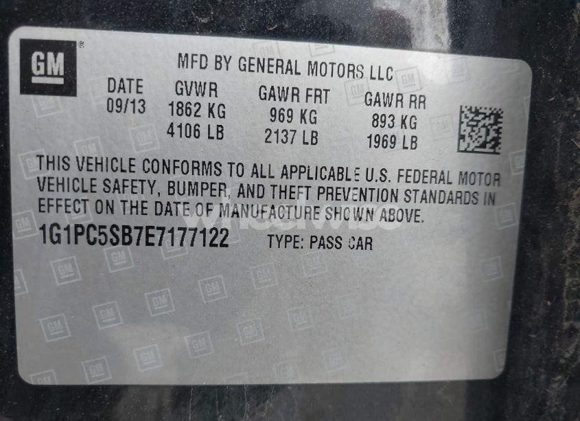 Photo 9 of 2014 Chevrolet Cruze 1LT AUTO (VIN 1G1PC5SB7E7177122)