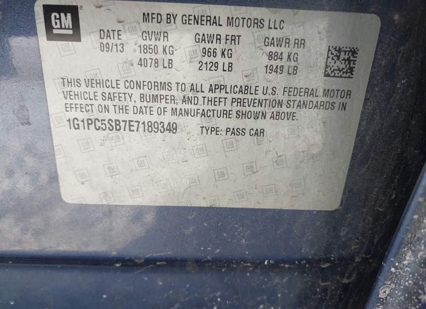 Photo 9 of 2014 Chevrolet Cruze 1LT AUTO (VIN 1G1PC5SB7E7189349)