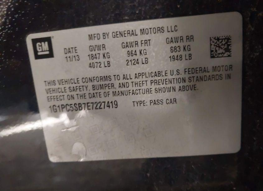 Photo 9 of 2014 Chevrolet Cruze 1LT AUTO (VIN 1G1PC5SB7E7227419)