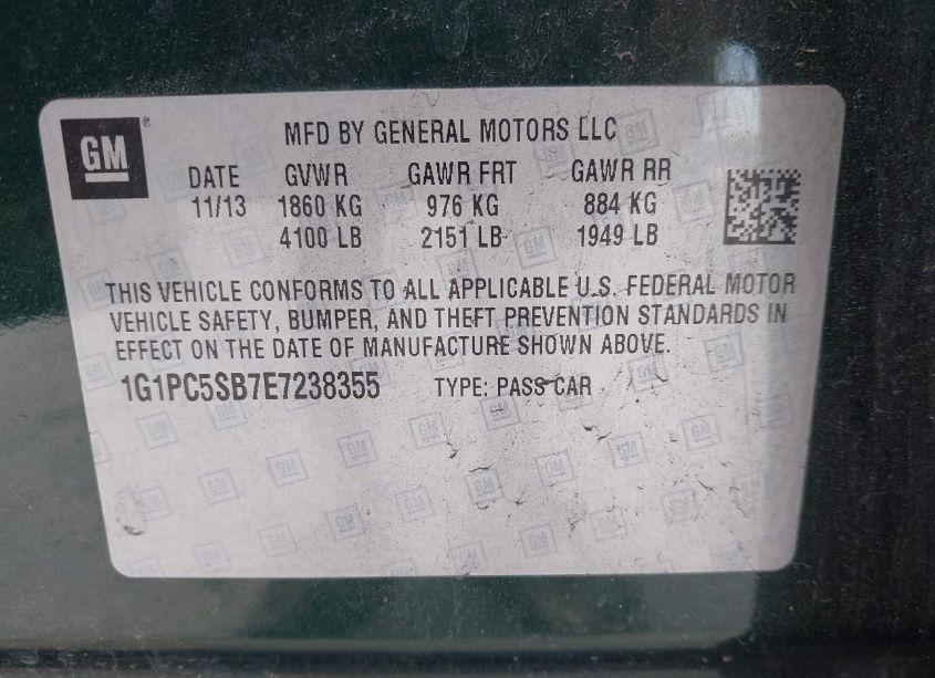 Photo 9 of 2014 Chevrolet Cruze 1LT AUTO (VIN 1G1PC5SB7E7238355)