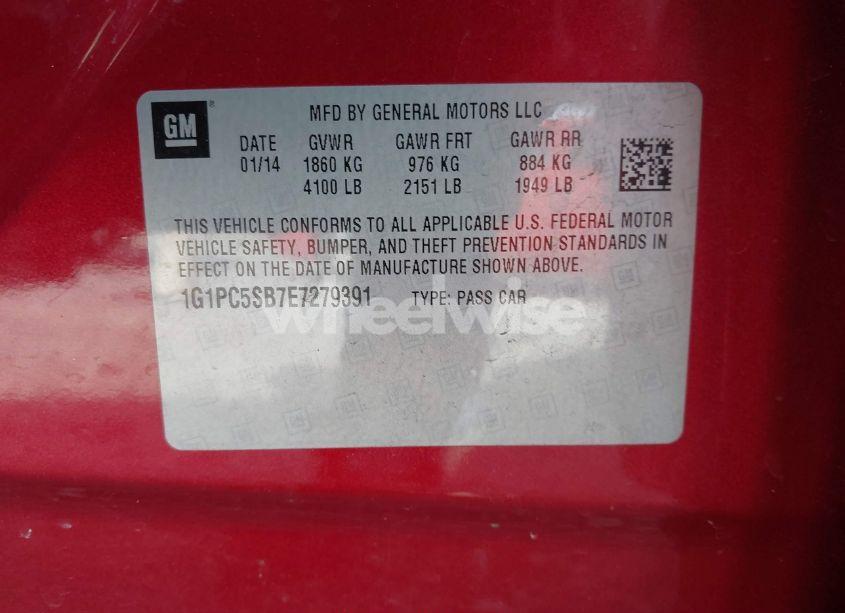 Photo 9 of 2014 Chevrolet Cruze 1LT AUTO (VIN 1G1PC5SB7E7279391)