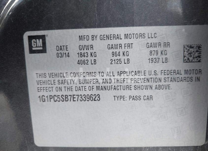 Photo 9 of 2014 Chevrolet Cruze 1LT AUTO (VIN 1G1PC5SB7E7339623)