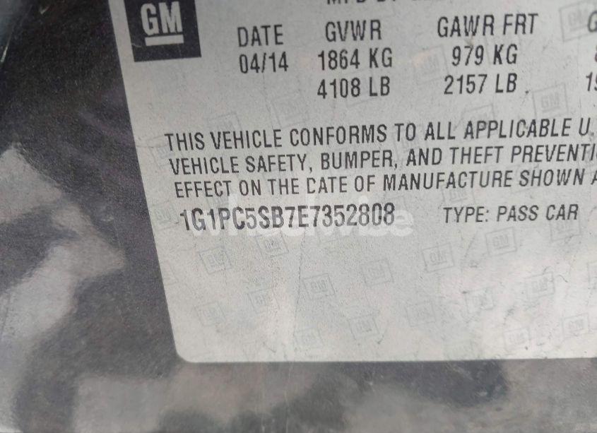 Photo 9 of 2014 Chevrolet Cruze 1LT AUTO (VIN 1G1PC5SB7E7352808)