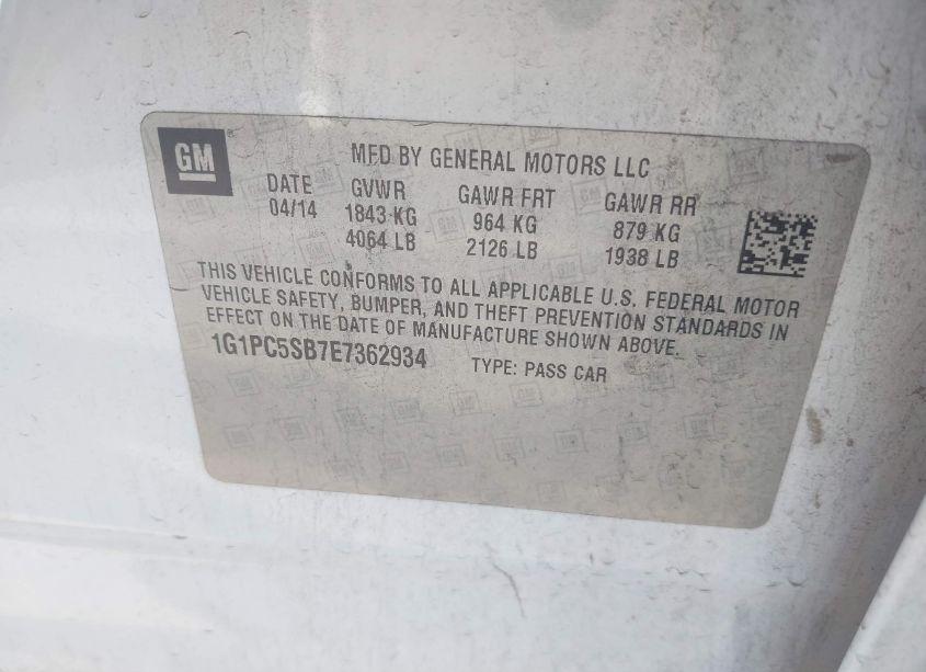 Photo 9 of 2014 Chevrolet Cruze 1LT AUTO (VIN 1G1PC5SB7E7362934)