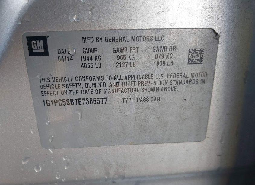 Photo 9 of 2014 Chevrolet Cruze 1LT AUTO (VIN 1G1PC5SB7E7366577)