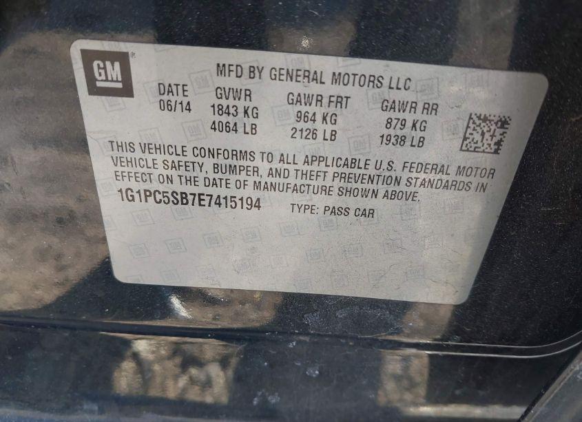 Photo 9 of 2014 Chevrolet Cruze 1LT AUTO (VIN 1G1PC5SB7E7415194)