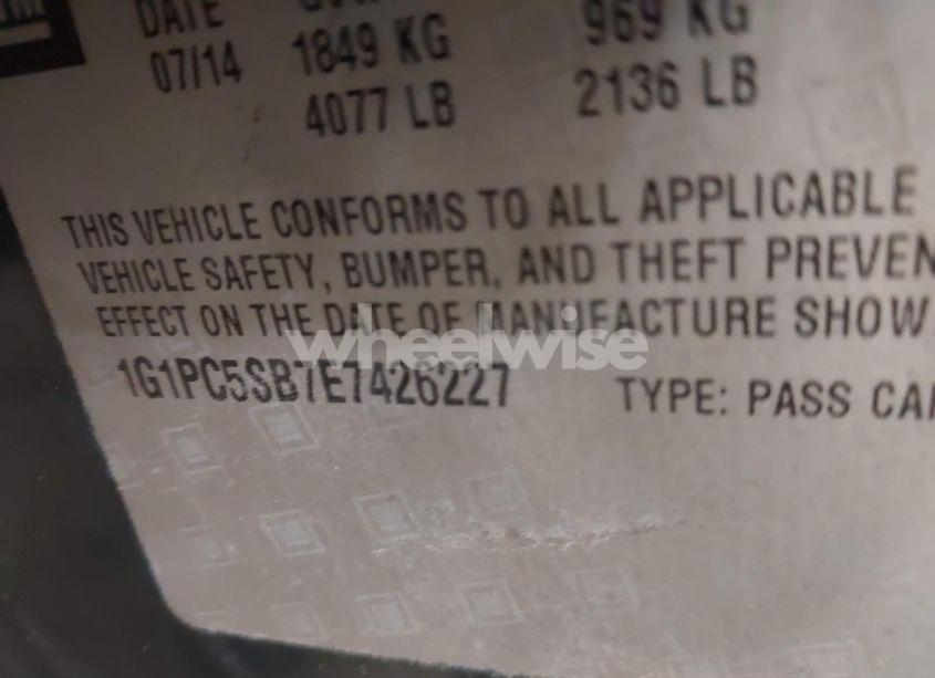 Photo 9 of 2014 Chevrolet Cruze 1LT AUTO (VIN 1G1PC5SB7E7426227)