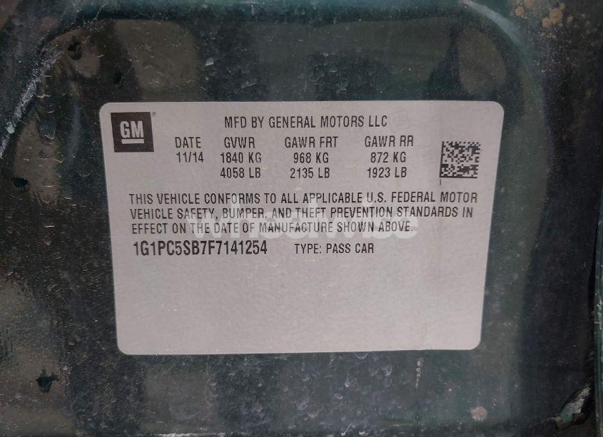 Photo 9 of 2015 Chevrolet Cruze 1LT AUTO (VIN 1G1PC5SB7F7141254)