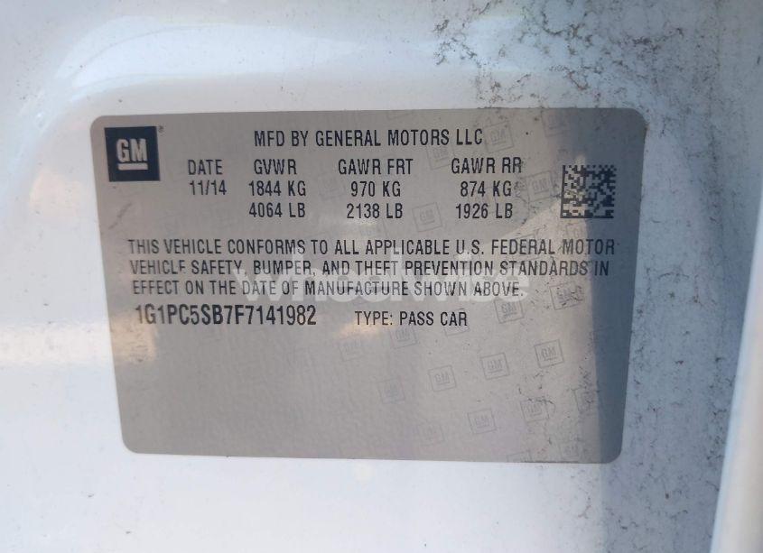 Photo 9 of 2015 Chevrolet Cruze 1LT AUTO (VIN 1G1PC5SB7F7141982)