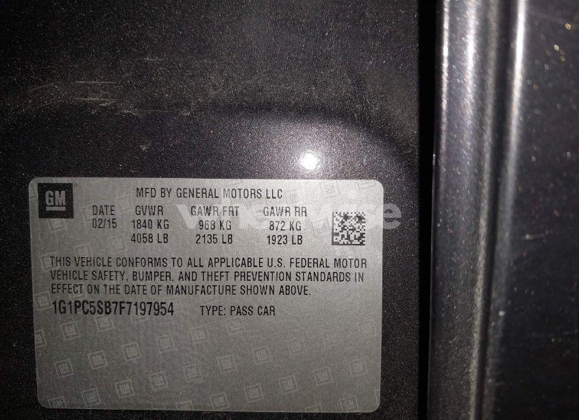 Photo 9 of 2015 Chevrolet Cruze 1LT AUTO (VIN 1G1PC5SB7F7197954)