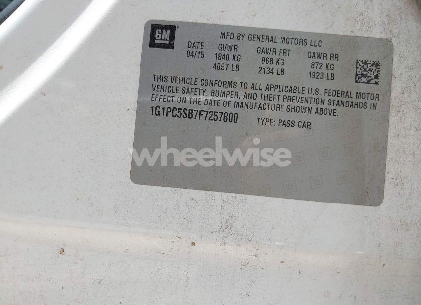 Photo 9 of 2015 Chevrolet Cruze 1LT AUTO (VIN 1G1PC5SB7F7257800)