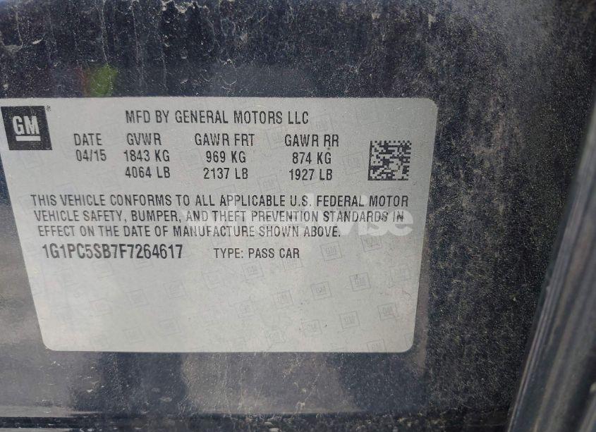 Photo 9 of 2015 Chevrolet Cruze 1LT AUTO (VIN 1G1PC5SB7F7264617)