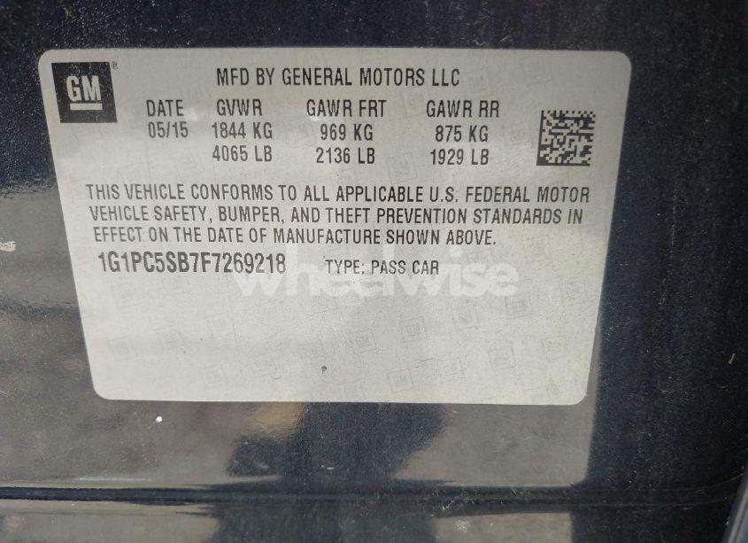 Photo 9 of 2015 Chevrolet Cruze 1LT AUTO (VIN 1G1PC5SB7F7269218)