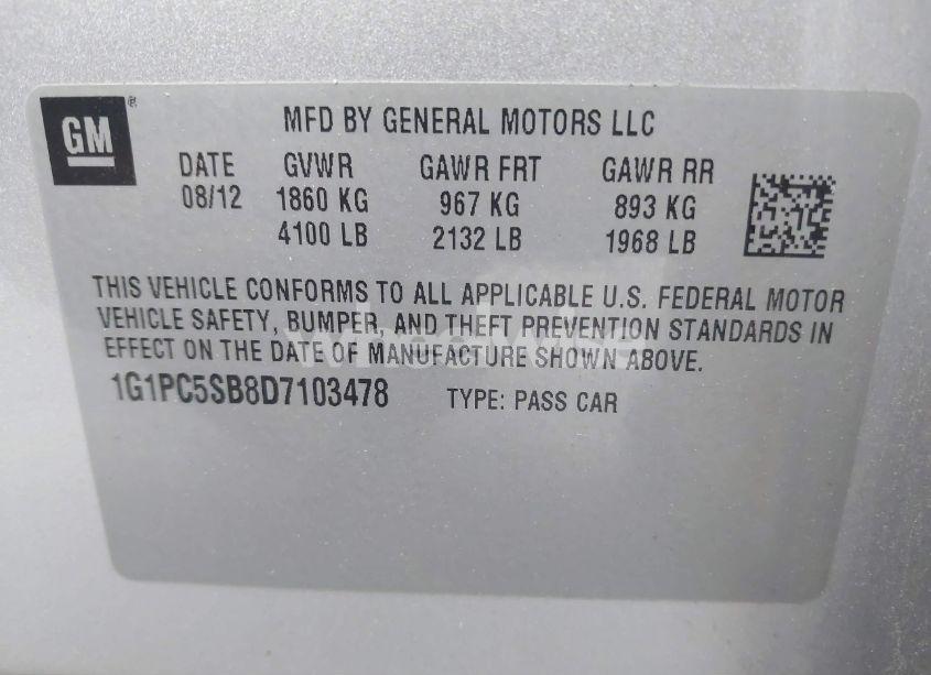 Photo 9 of 2013 Chevrolet Cruze 1LT AUTO (VIN 1G1PC5SB8D7103478)