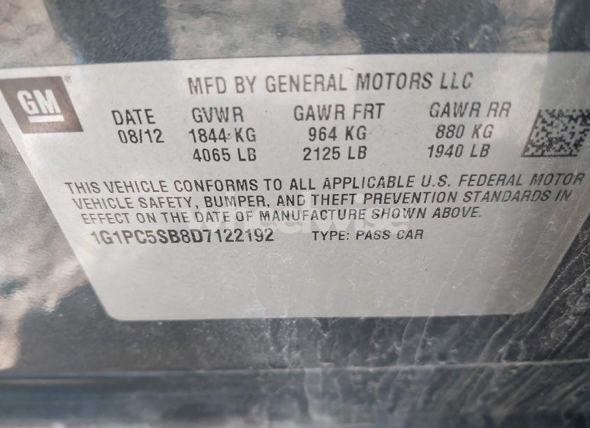 Photo 9 of 2013 Chevrolet Cruze 1LT AUTO (VIN 1G1PC5SB8D7122192)