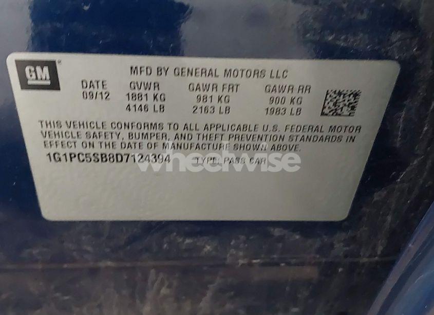 Photo 9 of 2013 Chevrolet Cruze 1LT AUTO (VIN 1G1PC5SB8D7124394)