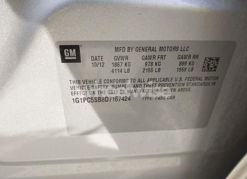 Photo 9 of 2013 Chevrolet Cruze 1LT AUTO (VIN 1G1PC5SB8D7167424)