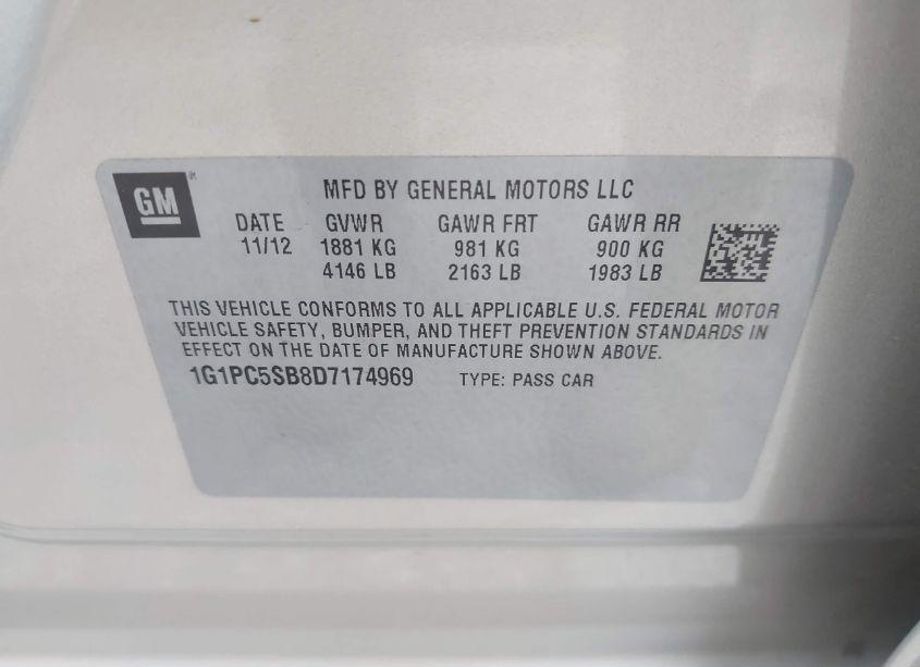 Photo 9 of 2013 Chevrolet Cruze 1LT AUTO (VIN 1G1PC5SB8D7174969)