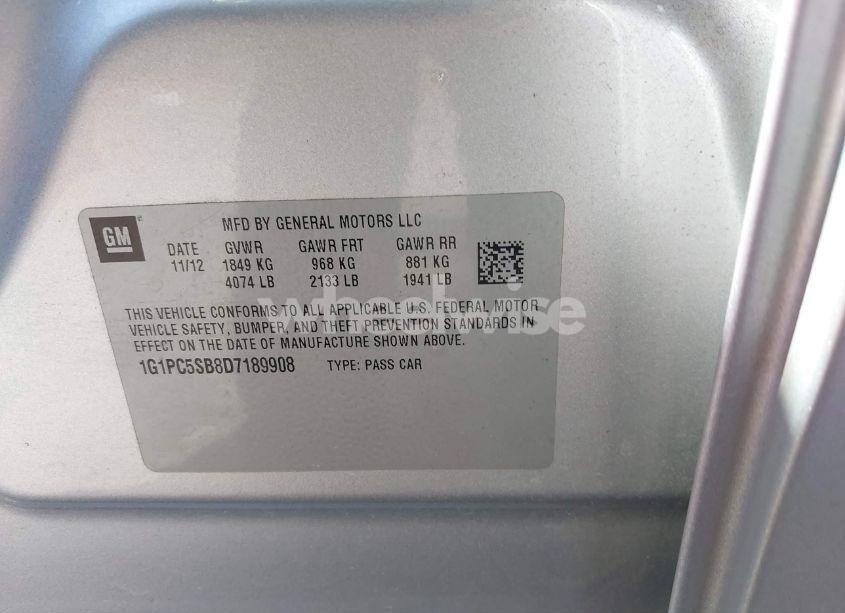 Photo 9 of 2013 Chevrolet Cruze 1LT AUTO (VIN 1G1PC5SB8D7189908)