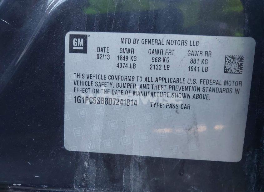 Photo 9 of 2013 Chevrolet Cruze 1LT AUTO (VIN 1G1PC5SB8D7241814)