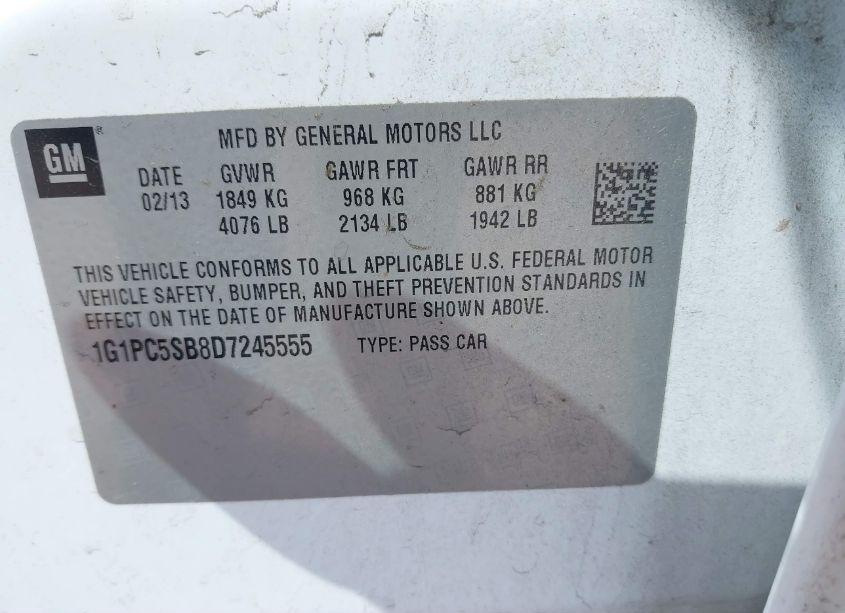 Photo 9 of 2013 Chevrolet Cruze 1LT AUTO (VIN 1G1PC5SB8D7245555)